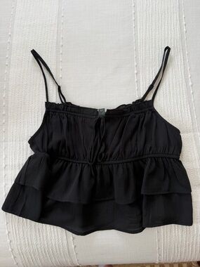 Target Wild Fable Black Tiered Spaghetti Strap Crop Top